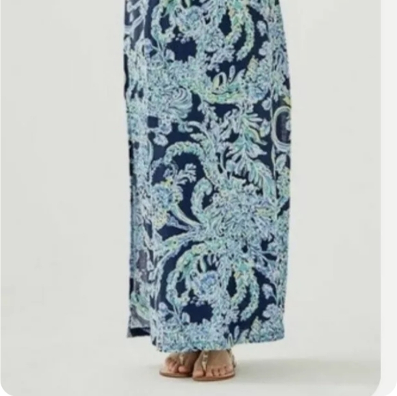 Lilly Pulitzer Merrill Maxi Dress, High Tide, Scuba Doo, XS - Picture 5 of 11